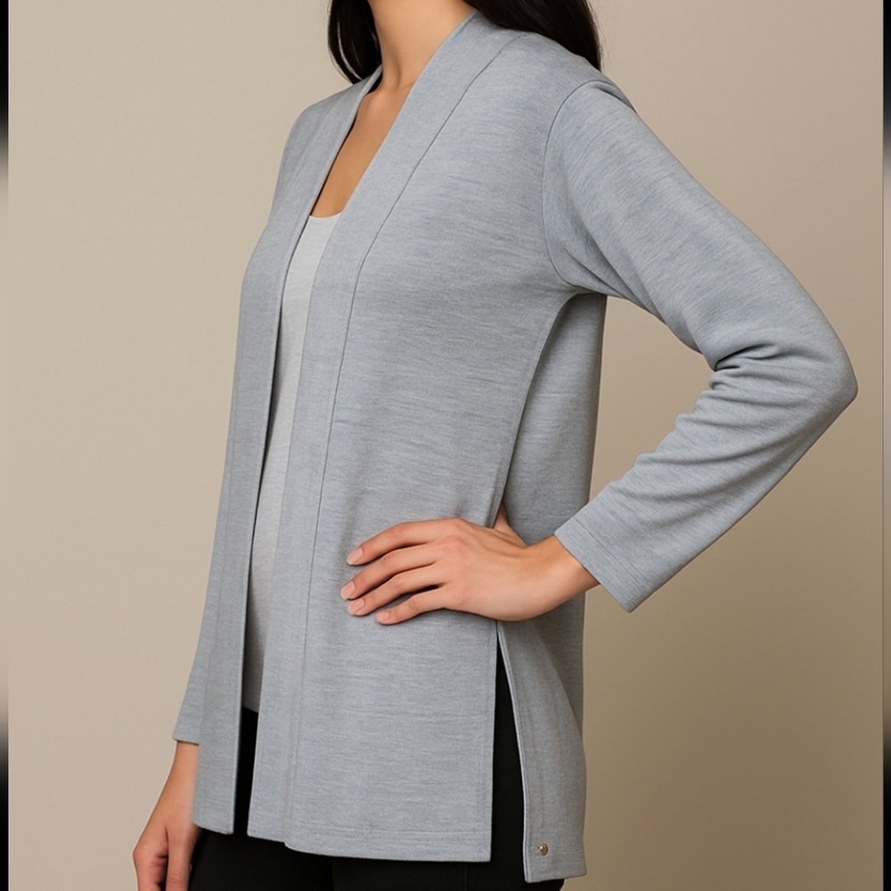 Lululemon Blissful Zen Cardigan Sweater Light Blue Marled Open Front Size 4